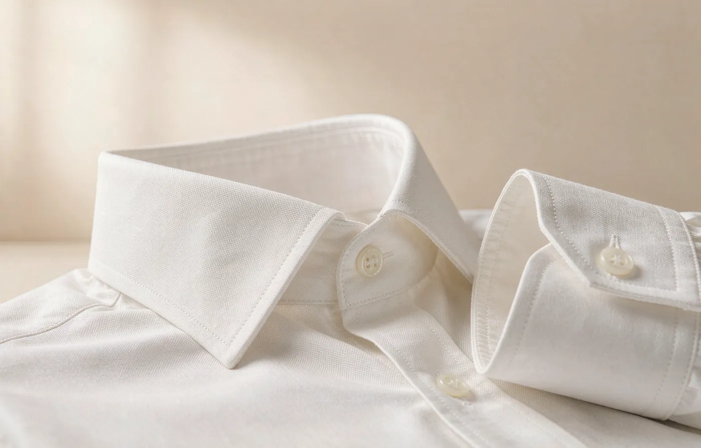 Oxford shirt collar with pearlescent buttons — button supplier for shirt brands